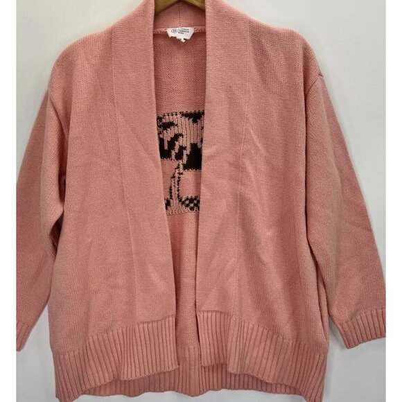 Candace Cameron Bure Pink Palm Tree Cardigan Sweater Size Small - Picture 5 of 10